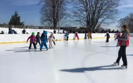 a group of people ice skating