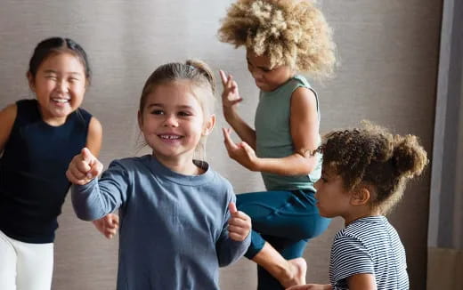 a group of children smiling