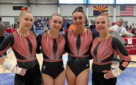 a group of women in a gym