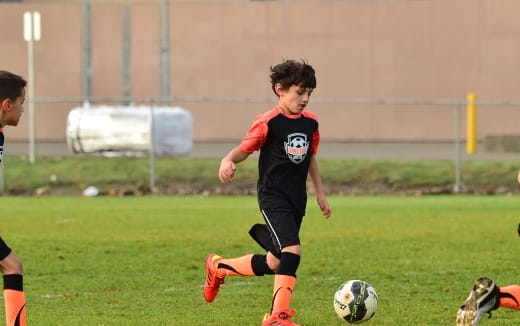 a boy playing football