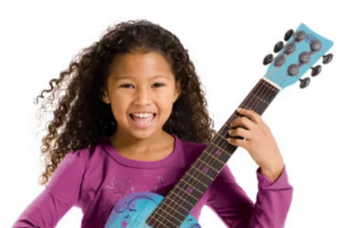 a girl playing a guitar