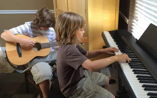 a couple of people playing instruments