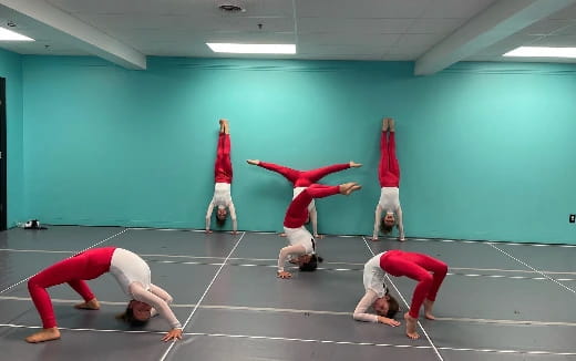 a group of people doing yoga