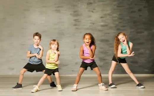 a group of children running