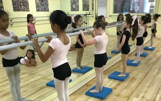 a group of girls exercising