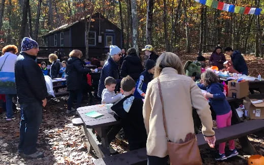 a group of people at a picnic