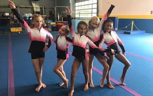 a group of girls in a gym