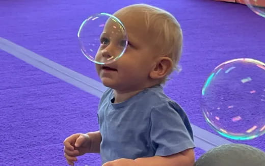 a child with a bubble