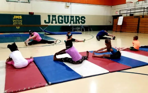 a group of people exercising