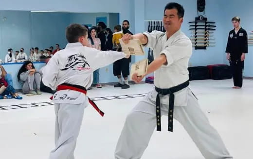 two men in karate uniforms