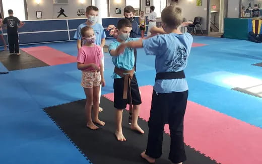 a group of children in a room