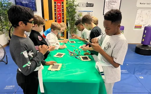 a group of boys playing a game