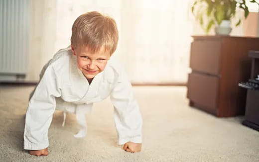 a child crawling on the floor