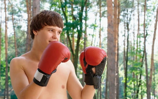 a person wearing boxing gloves