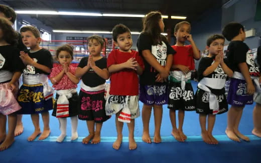 a group of children in a gym