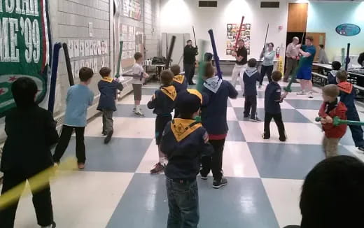 a group of children in a room