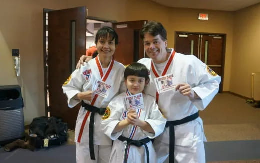 a group of people wearing karate uniforms