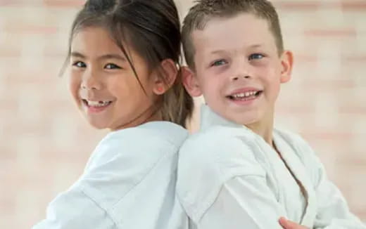a boy and girl smiling