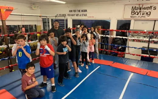 a group of children in a gym