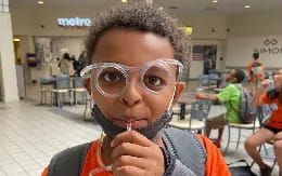 a boy wearing goggles