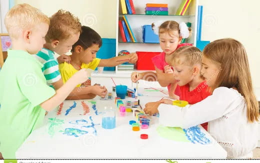 a group of children playing with toys