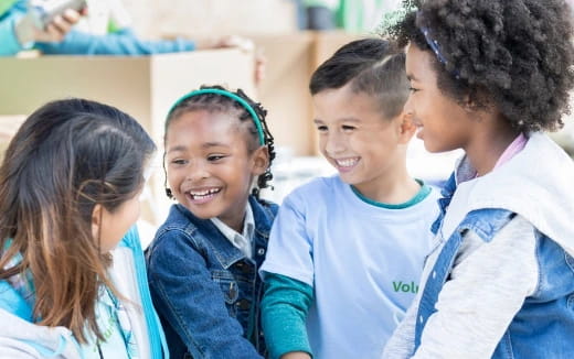 a group of children smiling