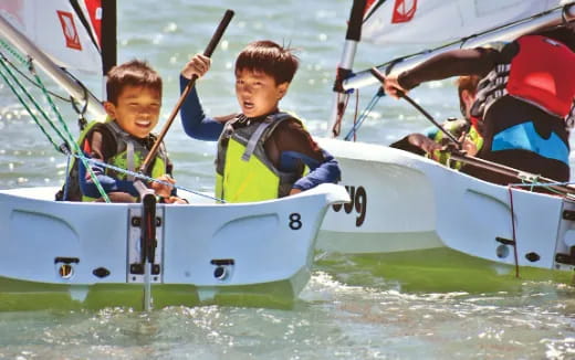 a group of people in a boat