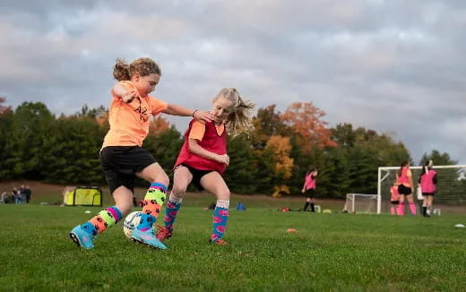 a group of children playing football