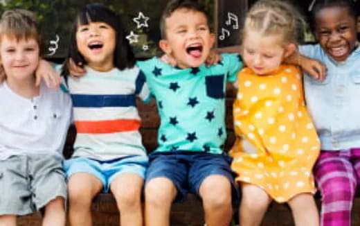 a group of children laughing