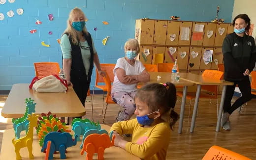 a group of people in a classroom