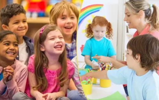 a group of children smiling