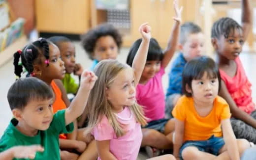 a group of children in a classroom