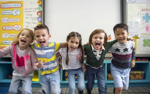 a group of children laughing