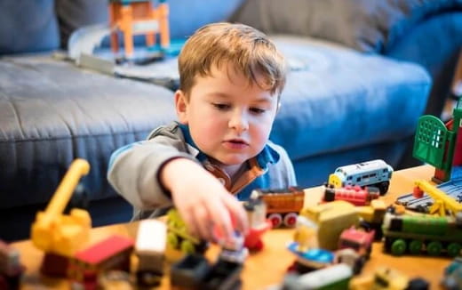 a child playing with toys