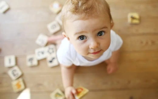 a baby in a sink