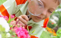 a young girl smelling flowers