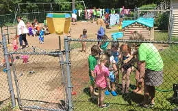 a group of people playing in a playground