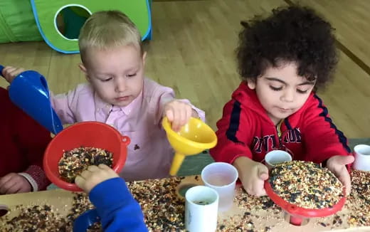 a few children eating seeds