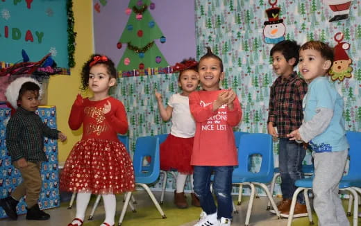 a group of children in a classroom