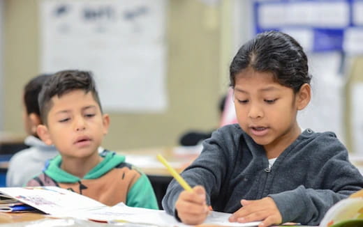 a few young boys studying