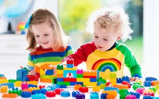 two children playing with toys