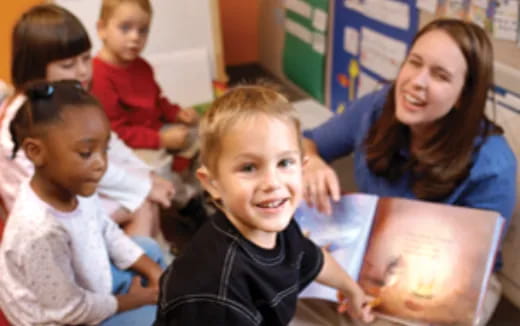 a group of children in a classroom