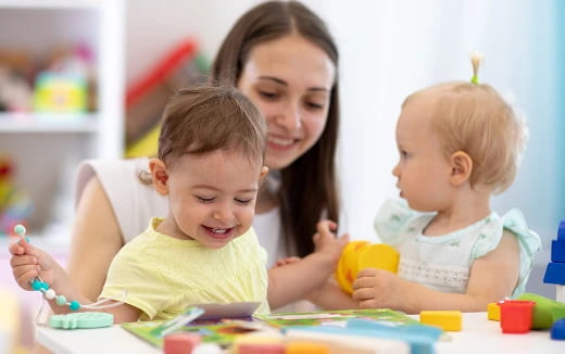 a person and two children