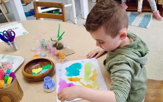 a child coloring on a paper