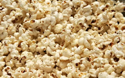 a close up of popcorn