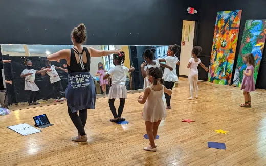 a group of children dancing