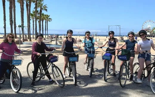 a group of people on bicycles
