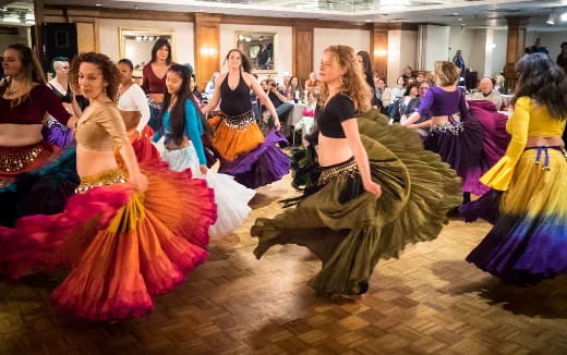 a group of women dancing