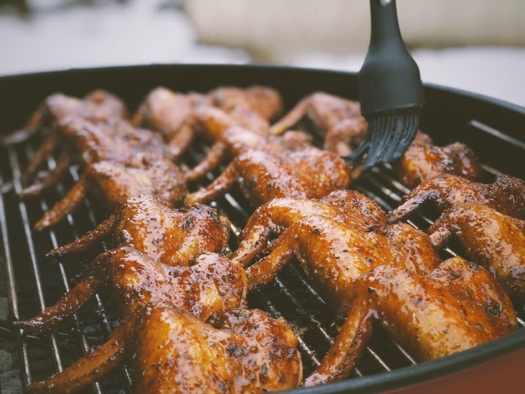 close-up photography of grilled meat on grill