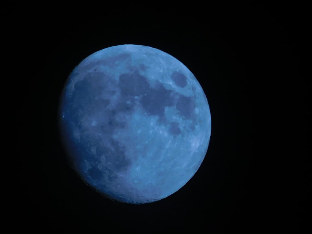 blue moon in dark room